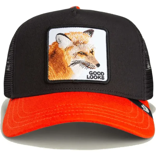 Goorin Bros. Good Looks Luce la gorra tipo camionero negra y naranja con el zorro de The Farm.