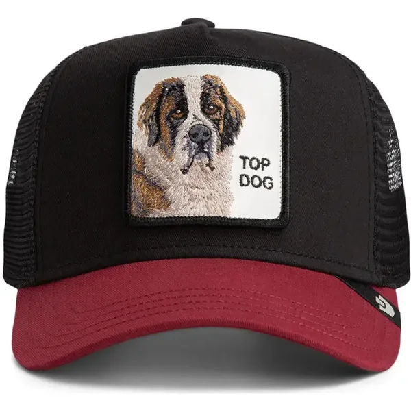 Goorin Bros. Crush Top Dog Gorra tipo trucker negra y roja «The Farm».