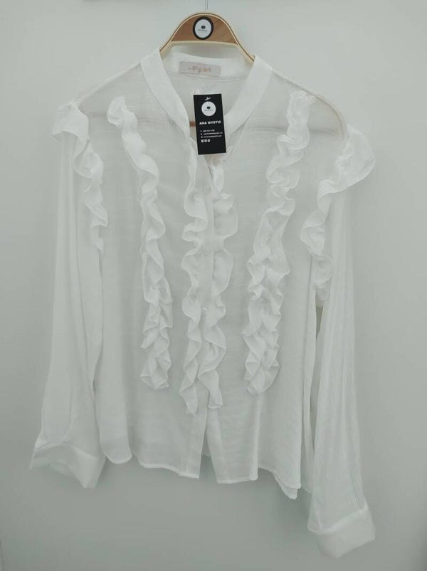 Top Con Volantes Blanco