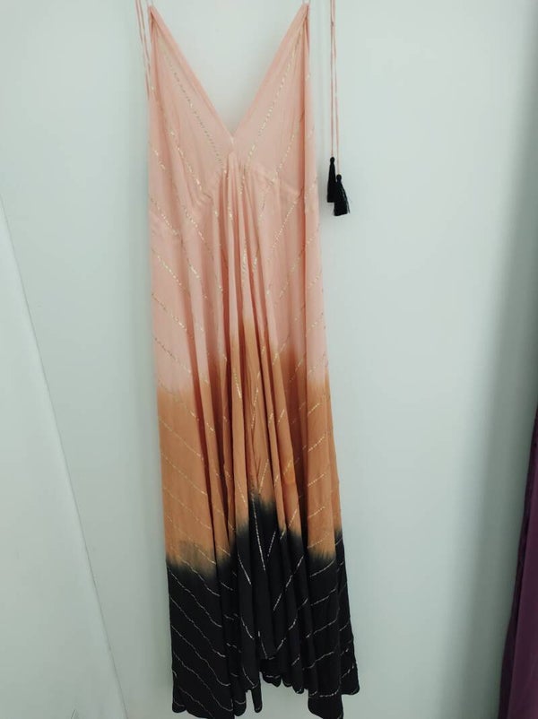 Vestido largo indio melocotón y negro