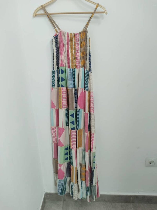 Vestido largo de verano con retazos