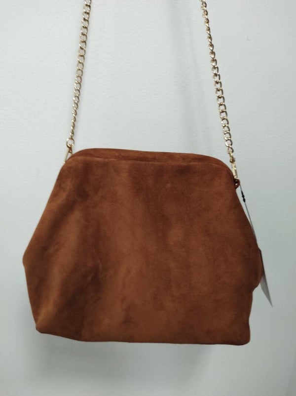 Bolso de mano de ante marrón