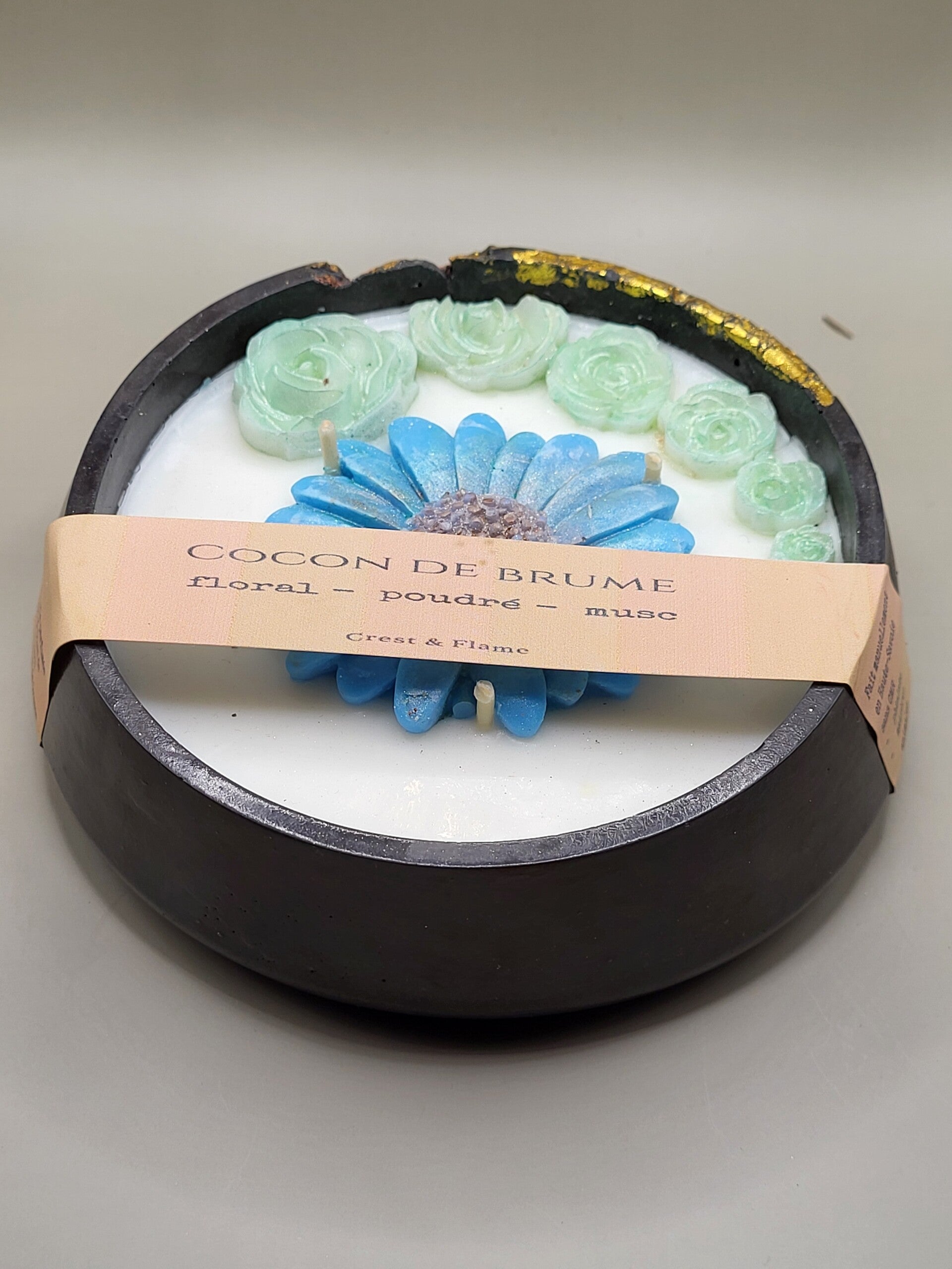 bougie bol en béton trois mèches