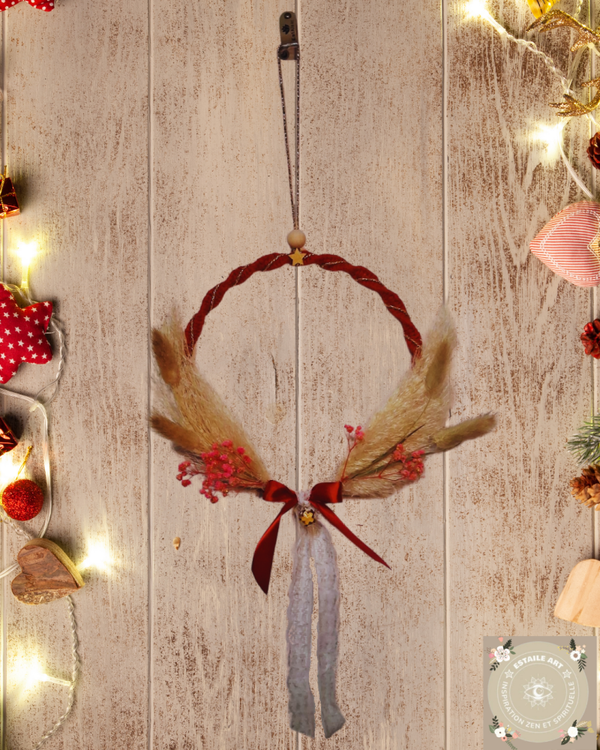 🎄 Couronne de l’Avent – Macramé & fleurs séchées