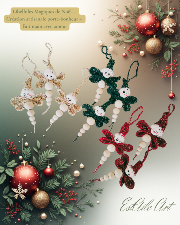 Libellules Magiques de Noël – Porte-bonheur fait main
