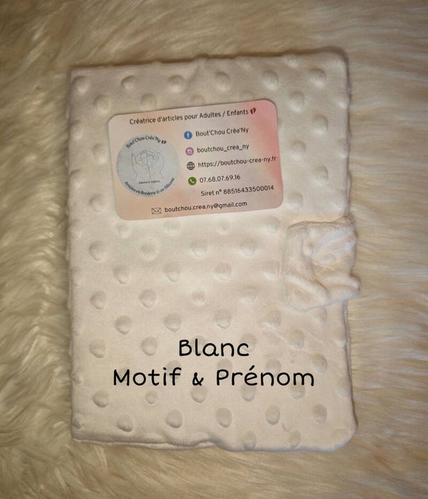 Protège carnet de santé minky Motif & Prénom Brodé