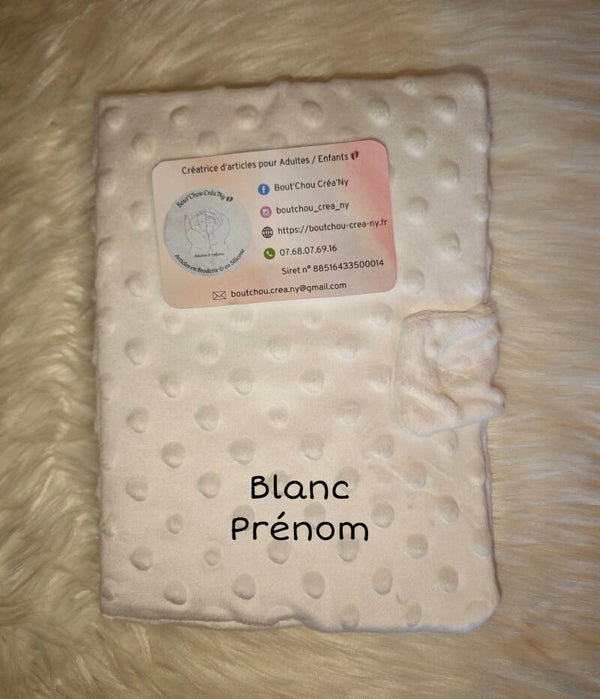 Protège carnet de santé minky Prénom Brodé