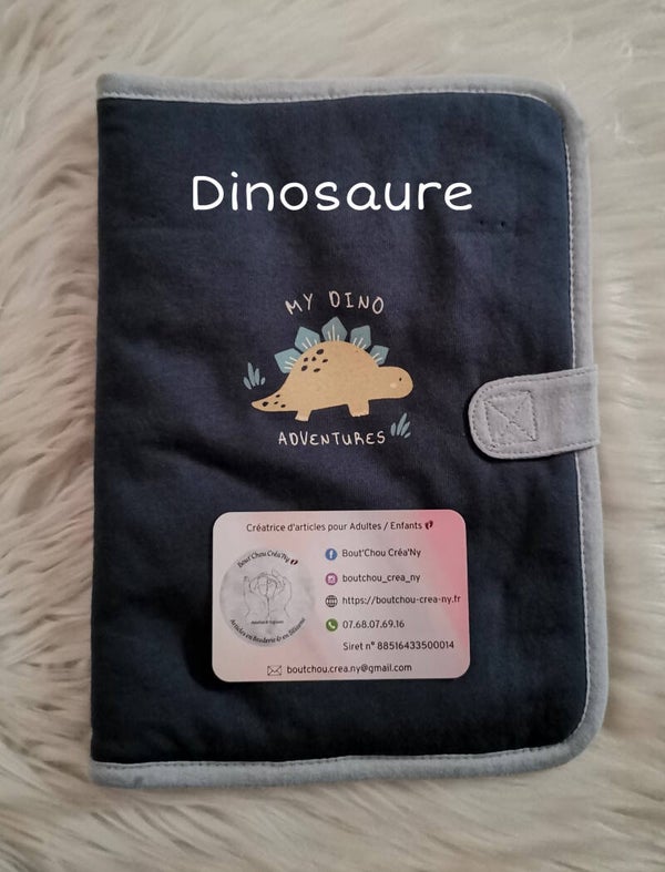Protège carnet de santé Bleu Clair / Foncer Dinosaure