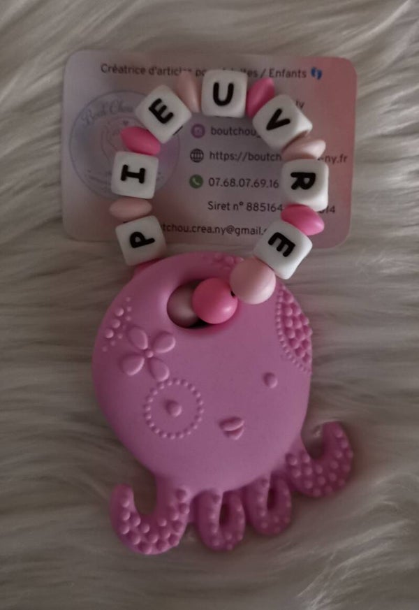 Anneau de dentition en silicone motif Pieuvre