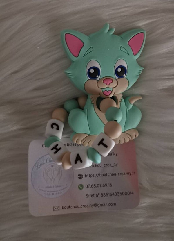 Anneau de dentition en silicone motif Chat