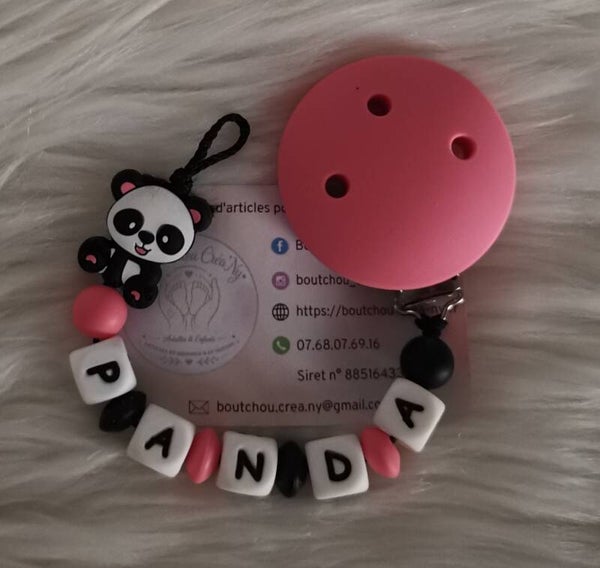 Attache tétine en silicone motif Panda
