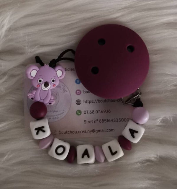 Attache tétine en silicone motif Koala