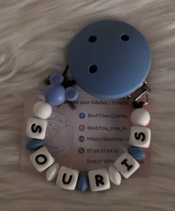 Attache tétine en silicone motif Souris