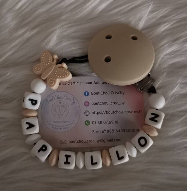 Attache tétine en silicone motif Papillon