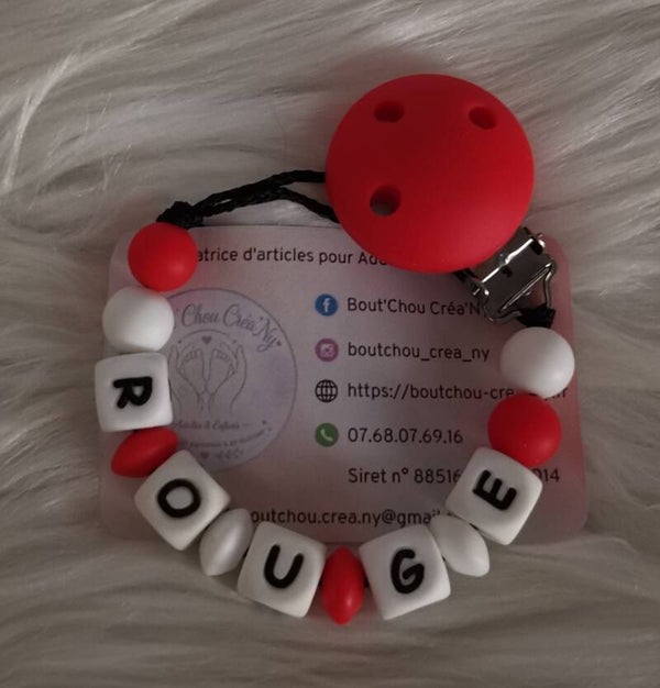 Attache tétine en silicone sans motif rouge