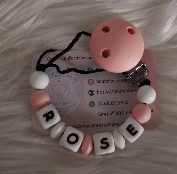Attache tétine en silicone sans motif rose