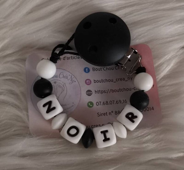 Attache tétine en silicone sans motif noir