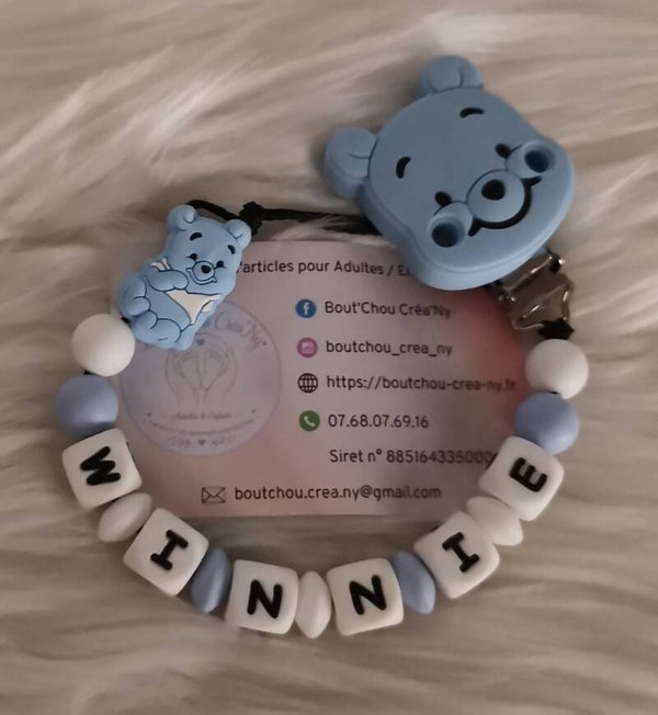 Attache tétine en silicone motif Winnie