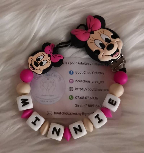 Attache tétine en silicone motif Minnie