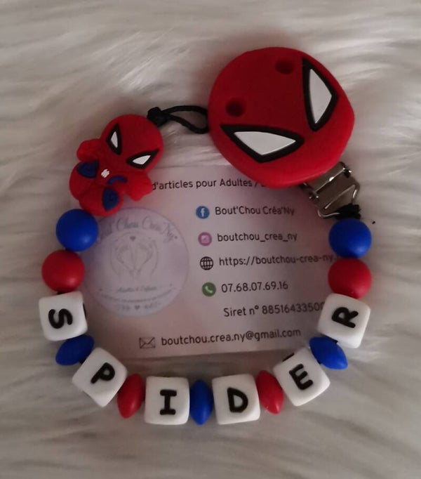 Attache tétine en silicone motif Spider-Man