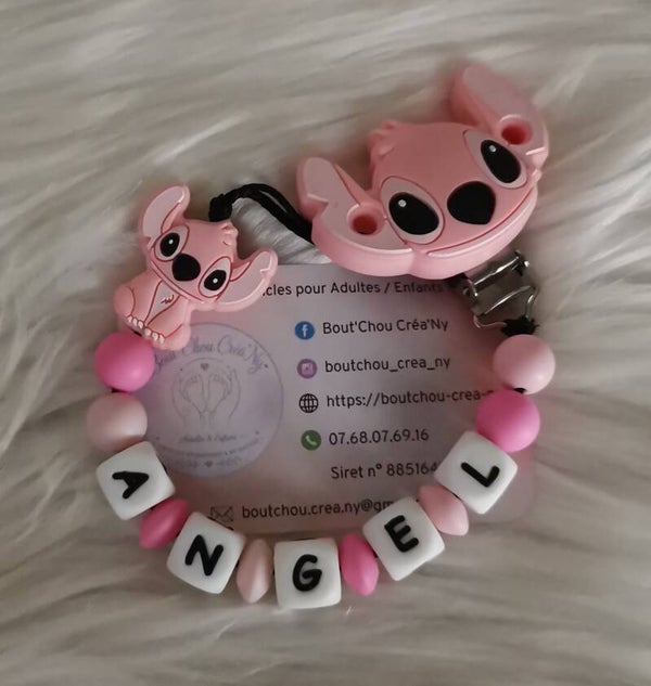 Attache tétine en silicone motif Angel