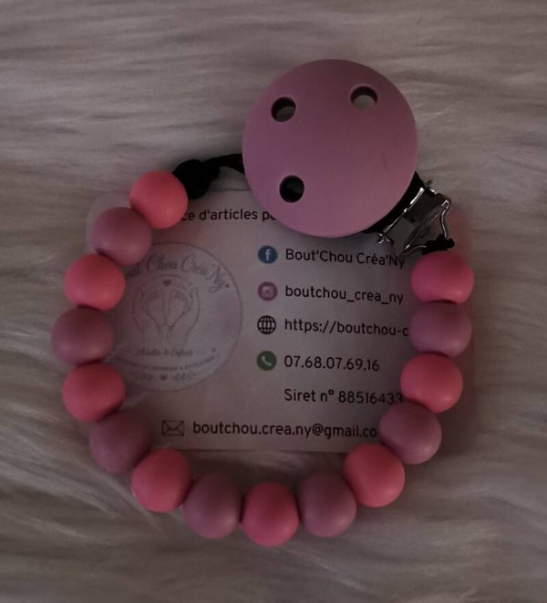 Attache tétine en silicone sans prénom Rose corail / Vieux rose