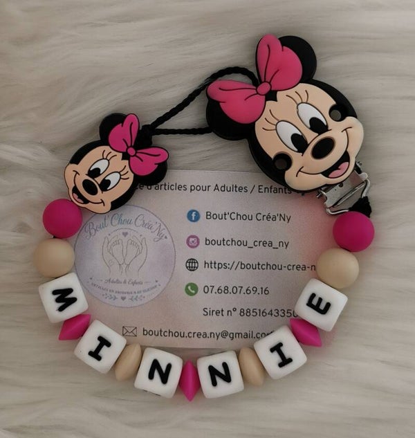 Attache tétine en silicone motif Minnie