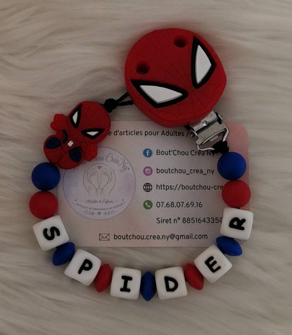 Attache tétine en silicone motif Spider-Man
