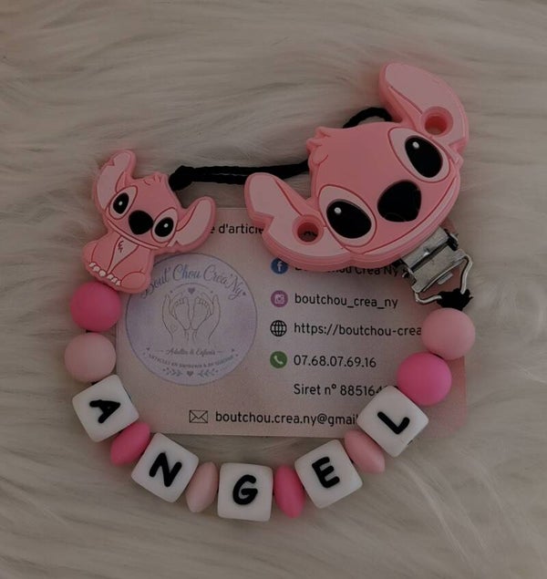 Attache tétine en silicone motif Angel