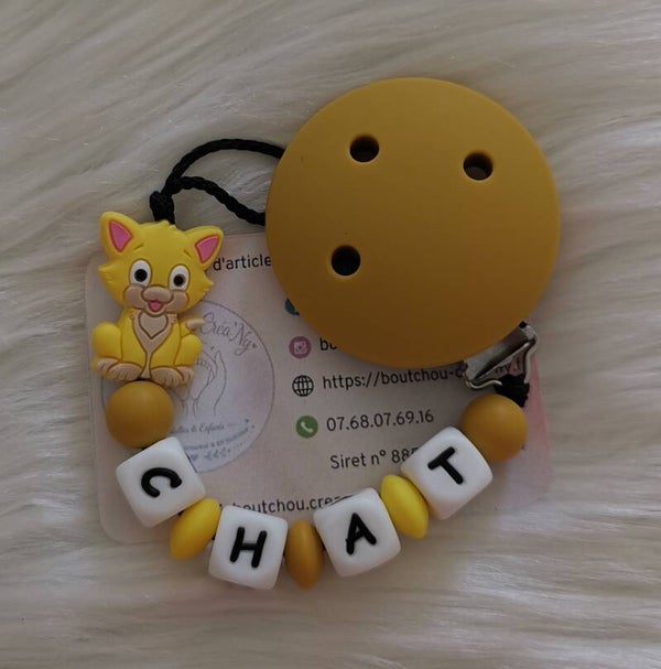 Attache tétine en silicone motif Chat