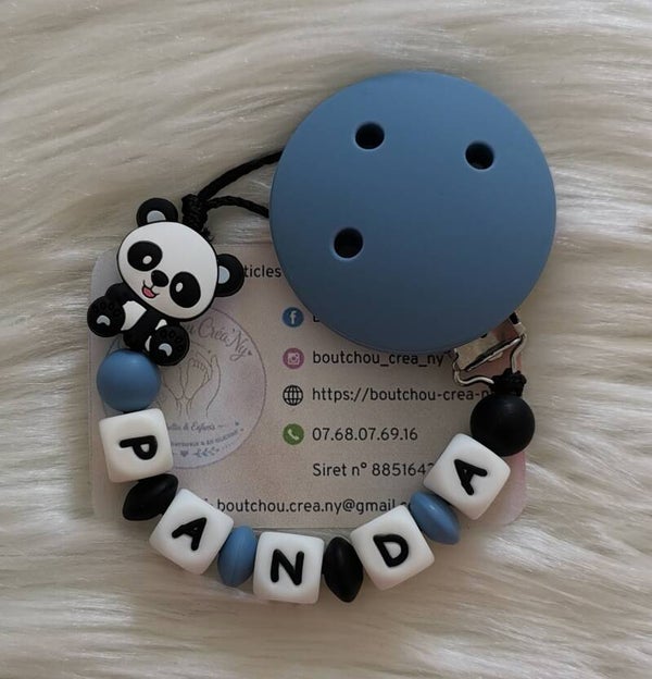 Attache tétine en silicone motif Panda