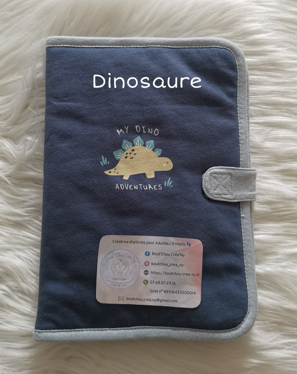 Protège carnet de santé Bleu Clair / Foncer Dinosaure