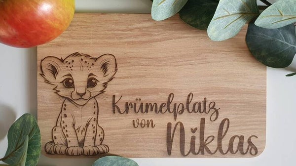 Frühstücksbrett "Gepard-Krümelplatz"