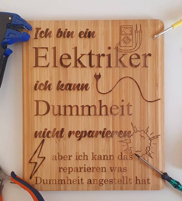 Holztafel "Elektriker"