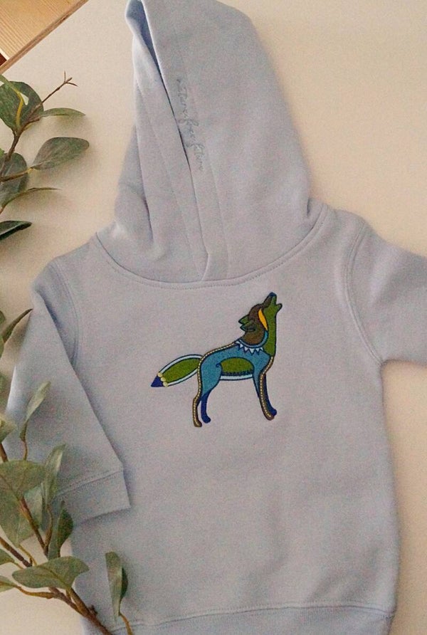 Babyhoodie Wolf (blau) "little hero"
