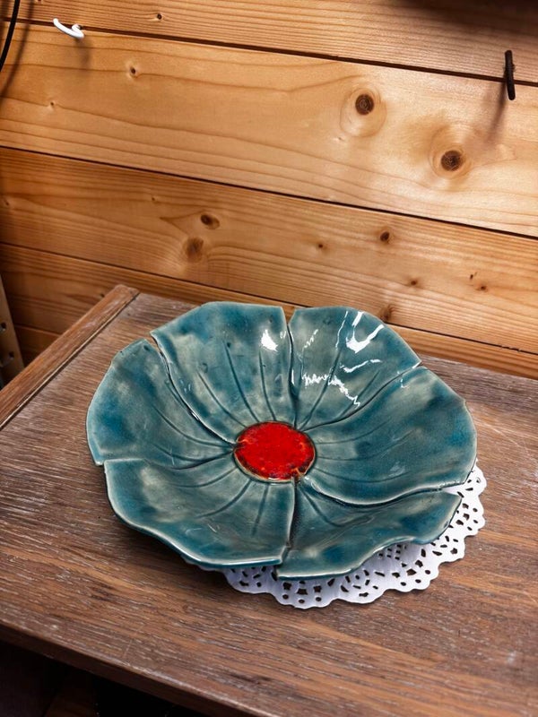 Blauwe bloemetjes schaal