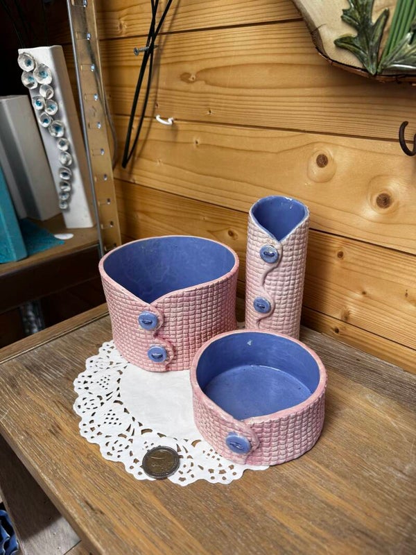 3 delige keukenset roze/blauw