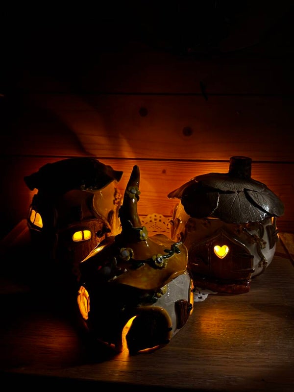 Elfenhuisjes waxinehouders