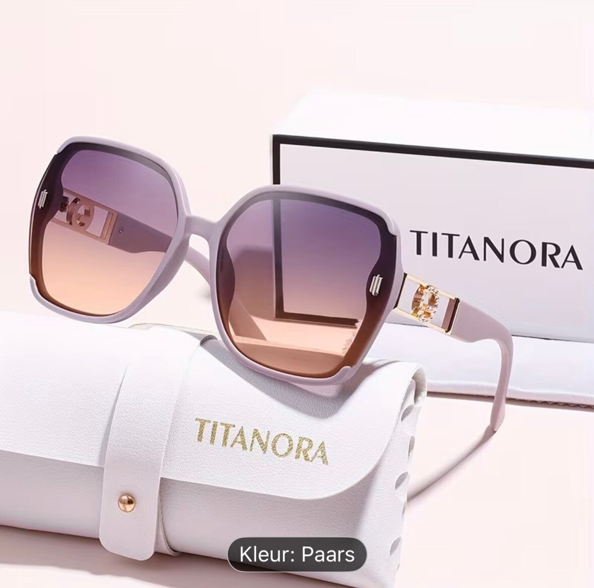 Mooie luxe stijlvolle zonnebril merk: Titanora kleur paars