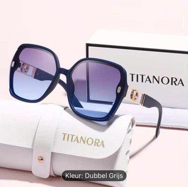 Mooie luxe stijlvolle zonnebril merk: Titanora kleur dubbel grijs