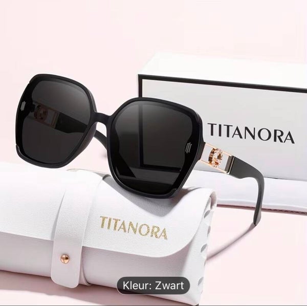 Mooie luxe zonnebril merk Titanora kleur zwart