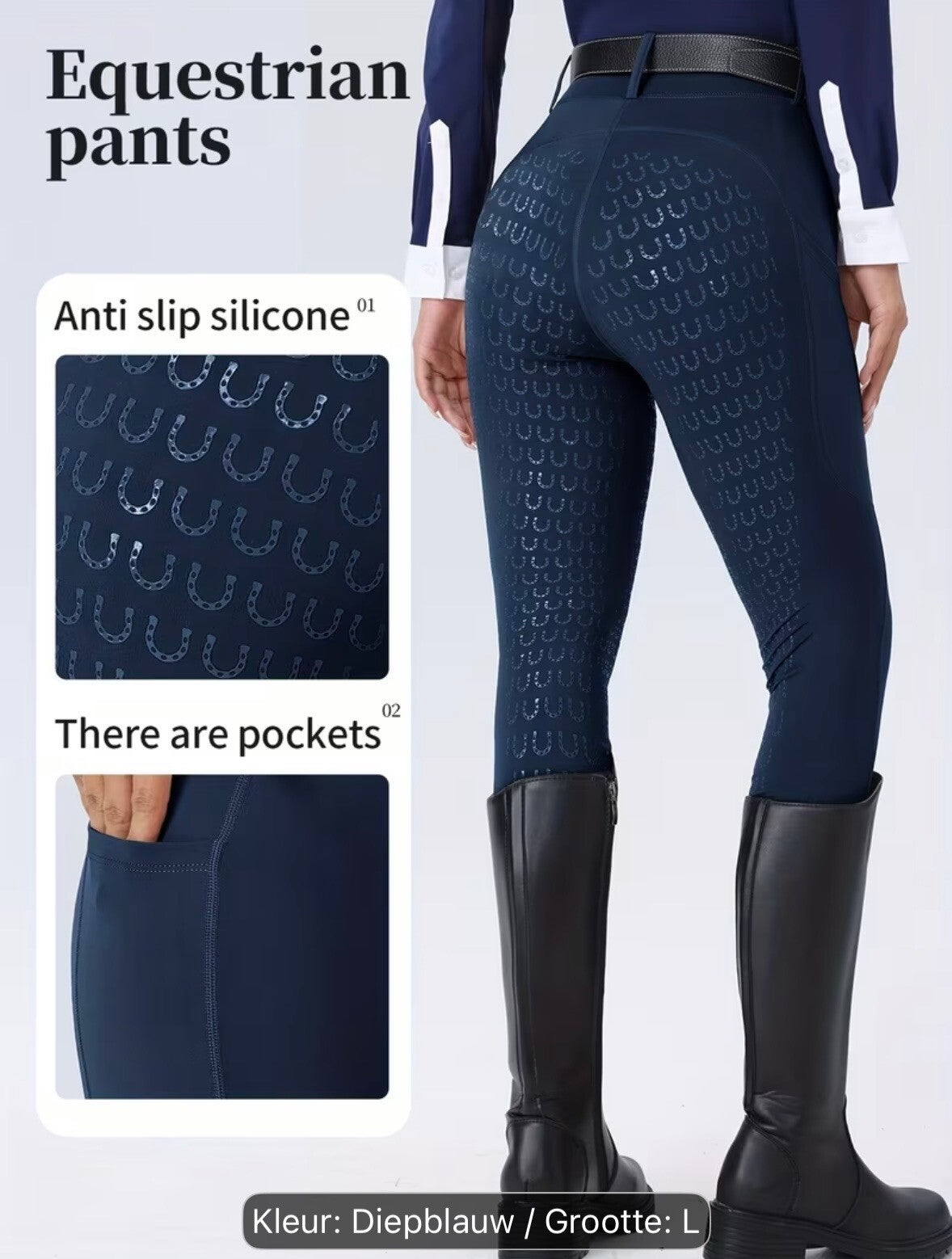 dames rijbroek maat L kleur blauw