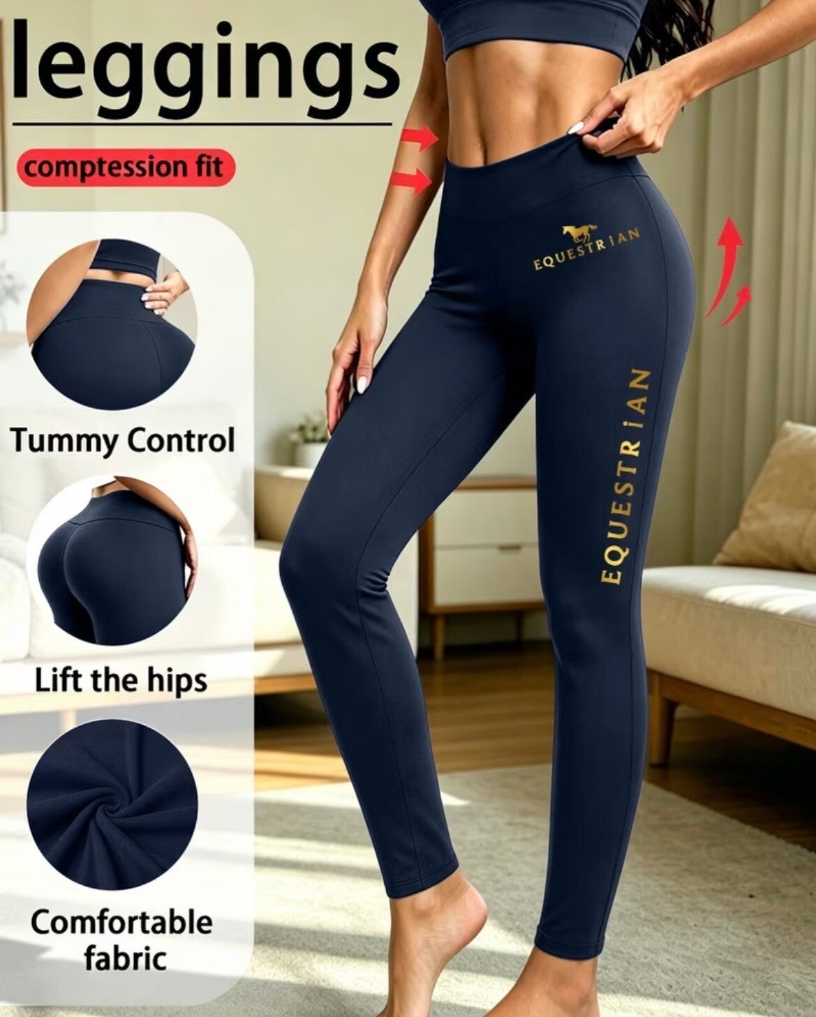Dameslegging met pony-patroon in de tailleband