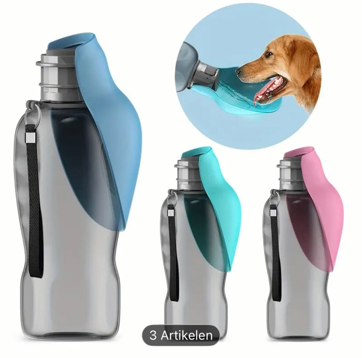 honden drinkfles voor onderweg 800 ml kleur: blauw