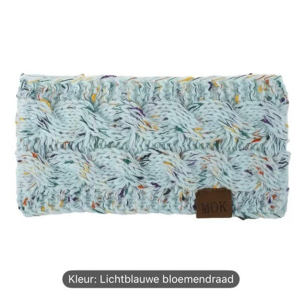 Warme gebreide fleece gevoerde winter hoofdband, Kleur Blauw, Onesize, haarband, winter