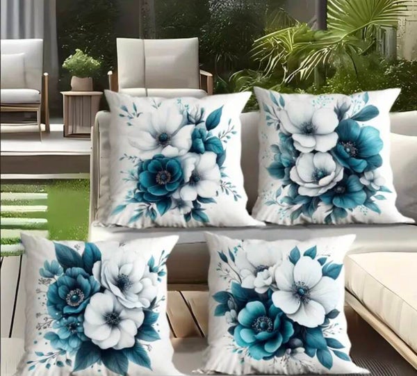 4 stuks, Buiten Kussenhoesjes met Bloemendesign voor Zomerse Terrasdecoratie
