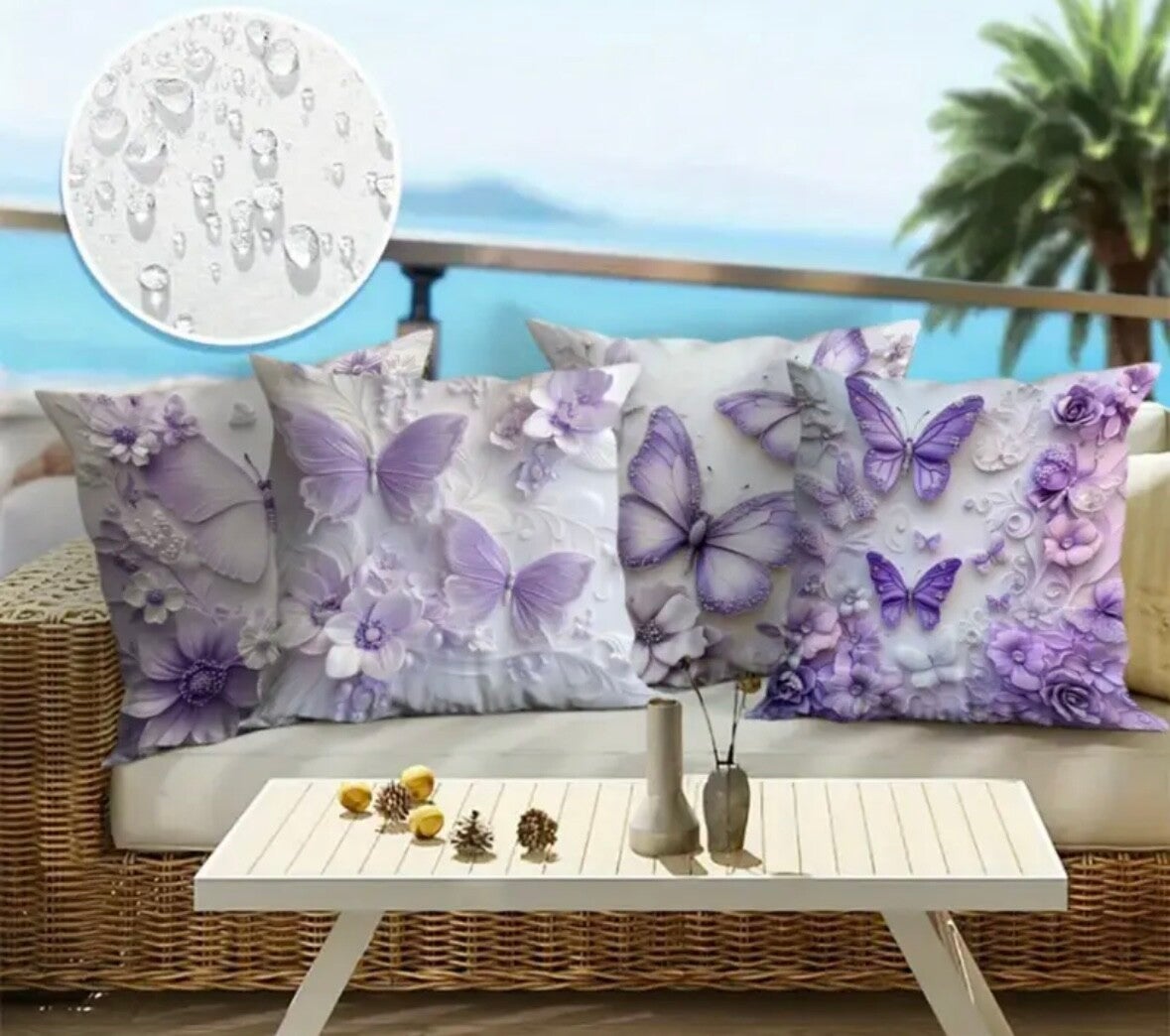 4 stuks waterdichte zomerkussens met 3D bloemen- en vlinderontwerp