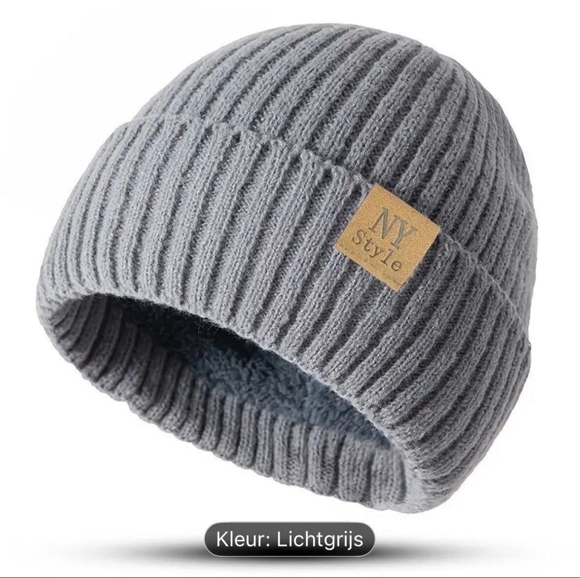 fleece gevoerde heren muts grijs merk: NY Style