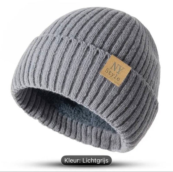 fleece gevoerde heren muts grijs merk: NY Style