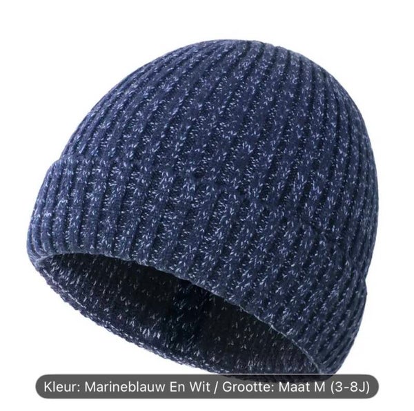 kinder winter muts donkerblauw maat m (3-8) jaar